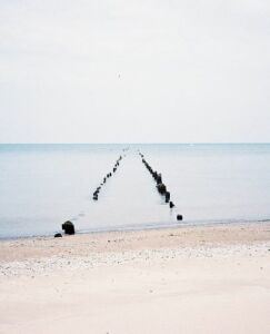 remnants of an old pier into lake michigan