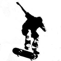 skateboarder in black and white